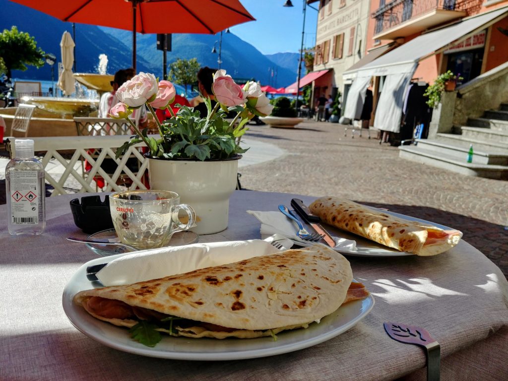 Served Piadine at Cafe Colombo in Argegno