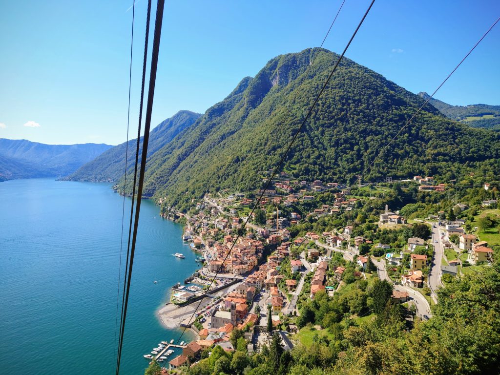 View from the cable cart in Pigra overlooking Lake Como 
