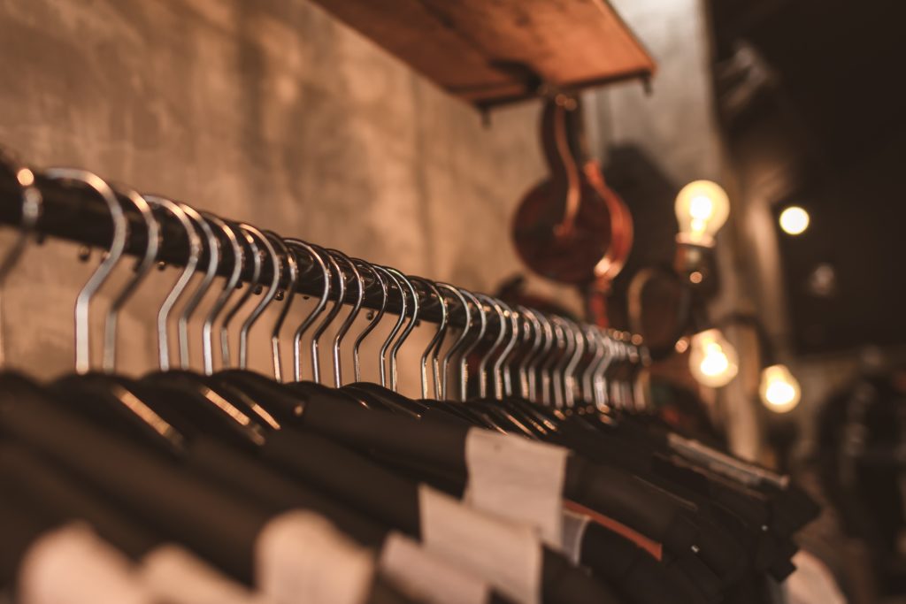 Hangers in a clothing shop