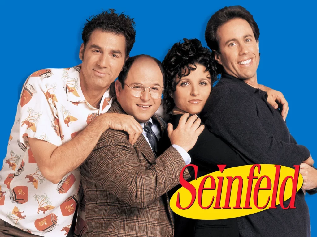 Seinfeld ensemble including Jerry, Elaine, George and Kramer