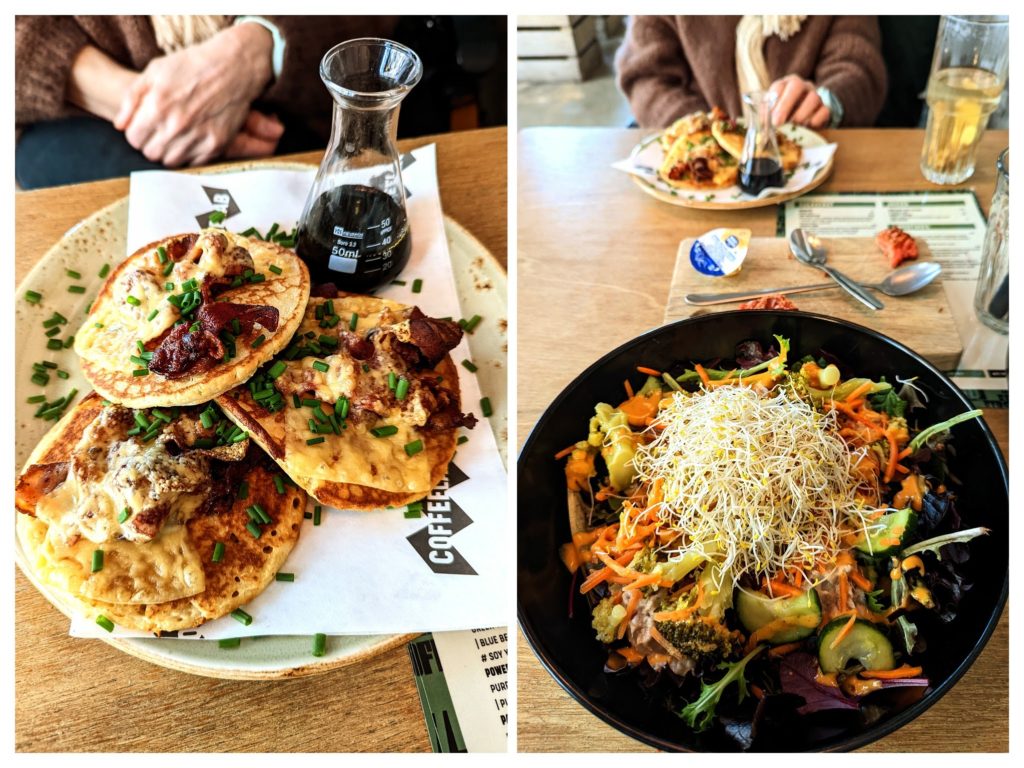 Pancakes with bacon and tuna salad at Coffeelab in Eindhoven